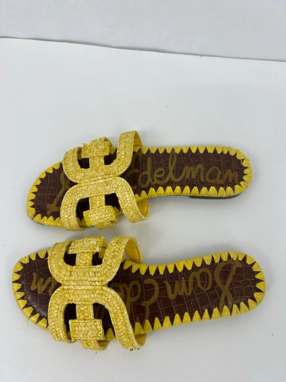 Sam Edelman Beckie Yellow Braided Slide Sandals - Picture 1 of 7